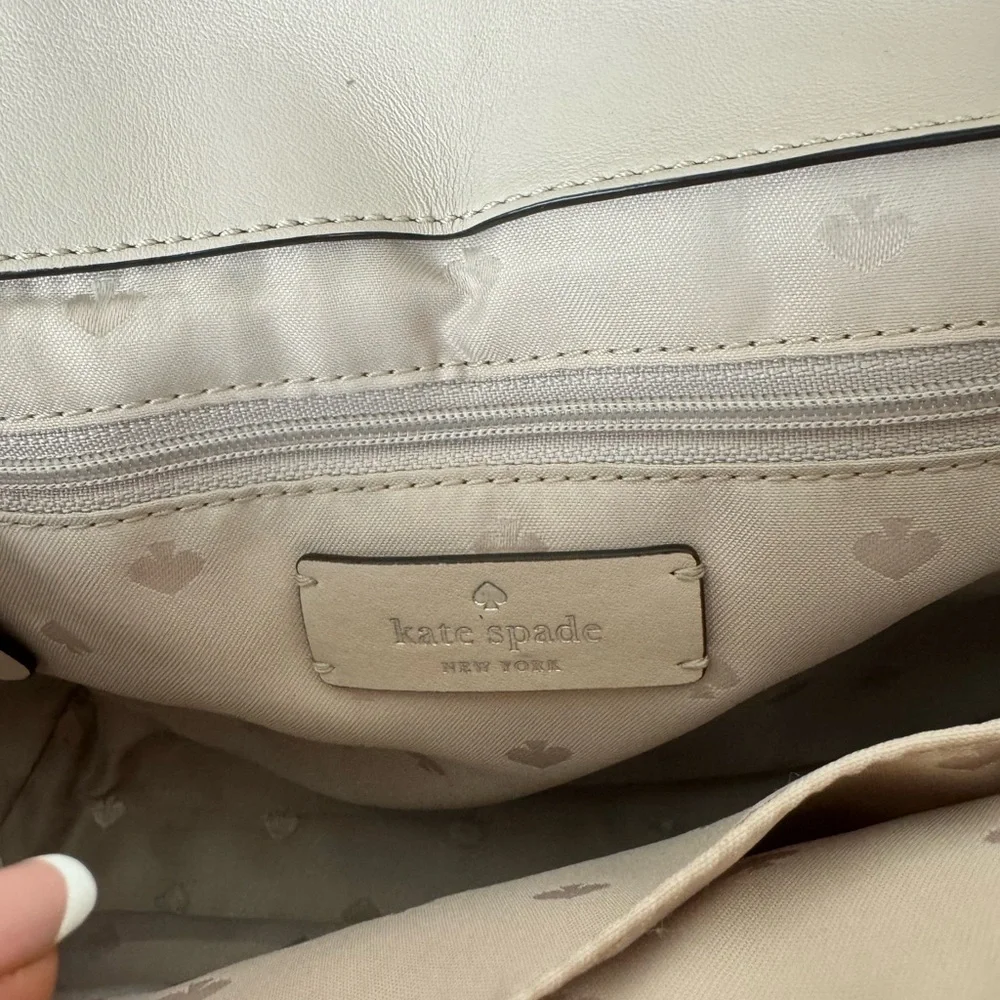 Kate Spade Cream and Brown Shoulder Bag with Chain Handles